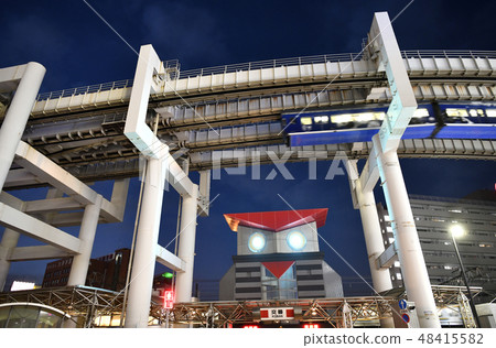 千葉市風景在日本千葉站前千葉市慾望單軌或警察箱（夜景） 48415582