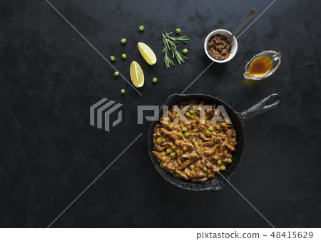 Keema Beef Curry. Meat in spicy curry sauce. Keema Beef Curry. Meat in spicy curry sauce. 48415629