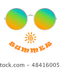 Realistic sunglasses. Shows the pleasure of summer 48416005