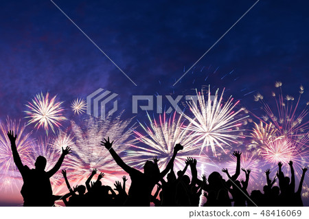 Friends looks holiday fireworks Friends looks holiday fireworks 48416069