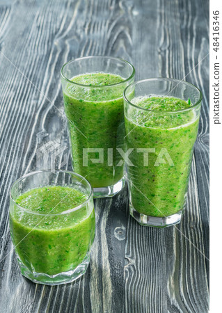 Fresh Green Smoothie from Fruit and Vegetables 48416346