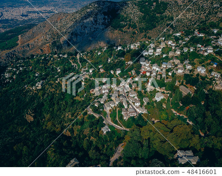 small town in the countryside, aerial photography 48416601