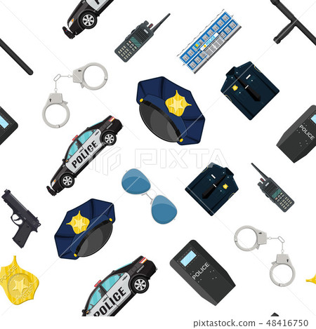 Seamless police equipment set pattern. 48416750