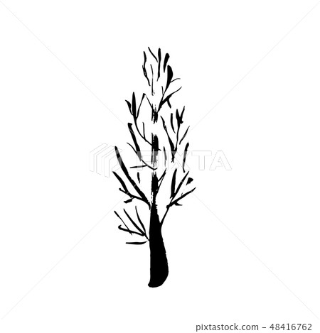 Tree silhouette. Hand drawn vector illustration. 48416762