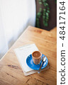 Hot coffee on table with abstract emotion 48417164