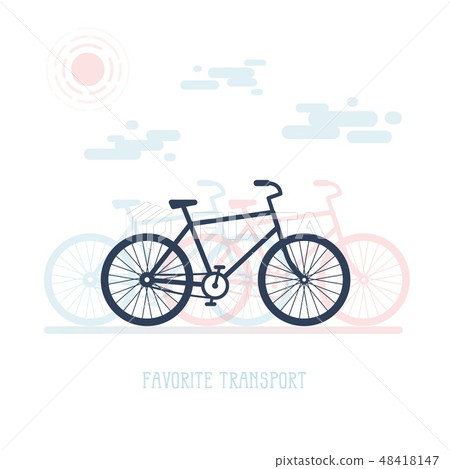 Simple illustration with a silhouette of bicycle 48418147