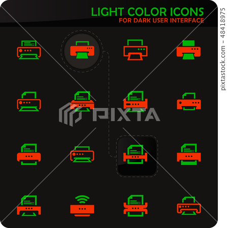 Print icons set Print icons set 48418975