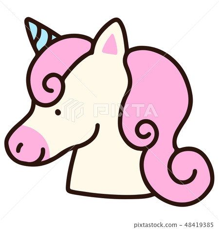Simple and cute pink unicorn face illustration... - Stock Illustration ...