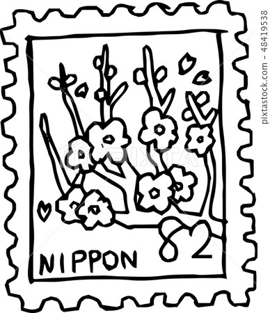 Stamp Japanese Letter Hand-drawn rough sketch Stamp Japanese Letter Hand-drawn rough sketch 48419538