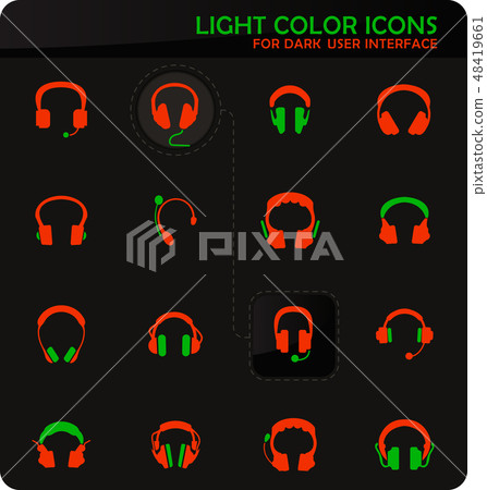 Headphones icons set 48419661