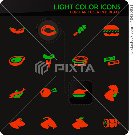 Meat and protein icons set 48420051
