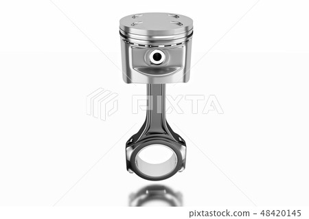 3D rendering. Engine piston with piston rings. 48420145