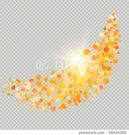 Fall maple leaves with delicate sun for decoration. Autumn leaves border template. Design element Fall maple leaves with delicate sun for decoration. Autumn leaves border template. Design element 48420208