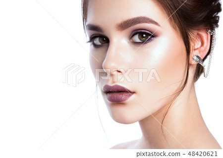portrait of beautiful woman with bright make-up 48420621