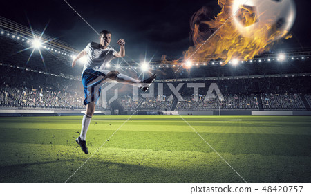 Soccer forward player 48420757