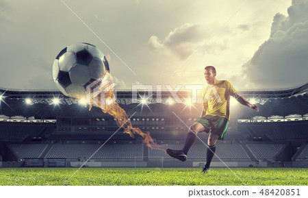 Soccer forward player 48420851