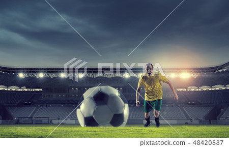 Soccer forward player 48420887