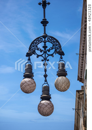 Vintage Street lamp - Downtown of Barcelona Spain 48421328