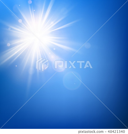 Summer blue sky template and hot summer sun rays burst with lens flare. EPS 10 48421340