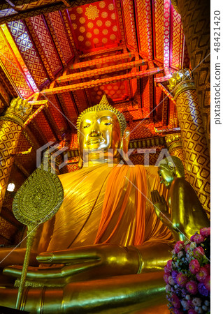 Gold Buddha statue, Ayutthaya, Thailand 48421420