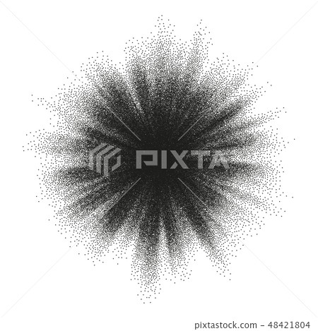 Pointillism burst dots pattern. Sunburst abstract monochrome dotted geometric halftone. EPS 10 Pointillism burst dots pattern. Sunburst abstract monochrome dotted geometric halftone. EPS 10 48421804