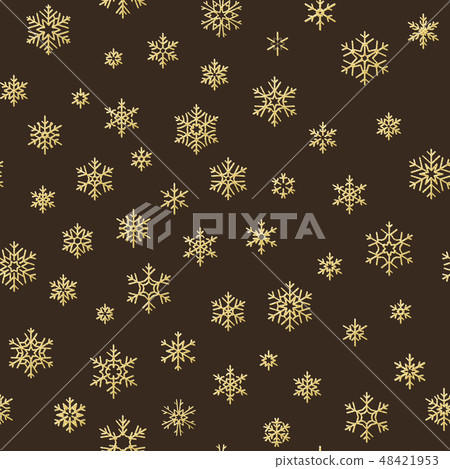 Merry Christmas holiday decoration effect. Golden snowflake seamless pattern. EPS 10 48421953