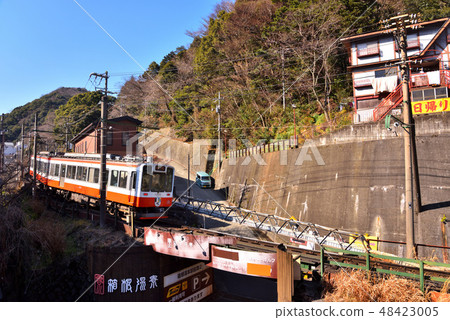 在箱根湯本乘坐箱根火山的火車 在箱根湯本乘坐箱根火山的火車 48423005