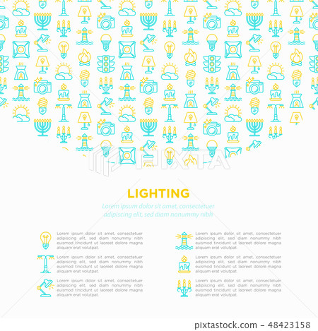 Lighting concept with thin line icons 48423158