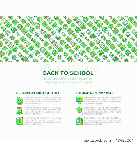 Back to school concept with thin line icons 48423204