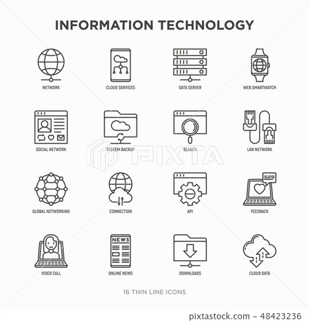 Information technology thin line icons set Information technology thin line icons set 48423236