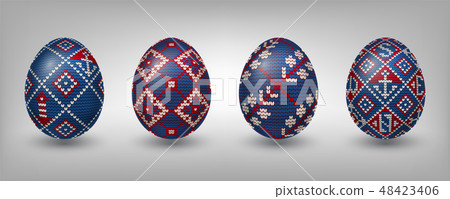 Paschal Pattern Paschal eggs decorated with knitting patterns - Stock Illustration ...