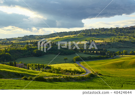 Countryside, green hills , Tuscany, Italy Countryside, green hills , Tuscany, Italy 48424644