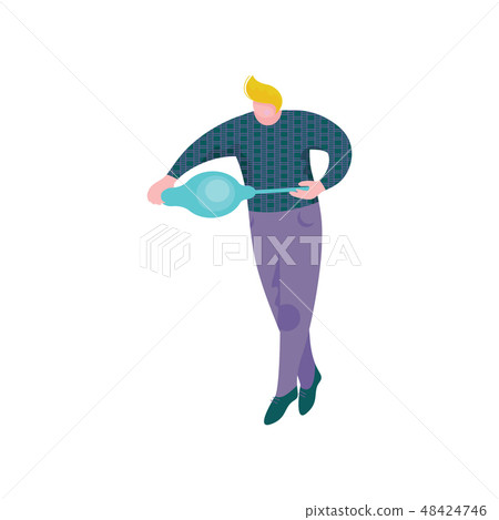 Male Glassblower Character, Man Making Glass Vessel, Hobby or Profession Vector Illustration 48424746