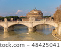 Castle of Holy Angel, bridge over Tiber river Rome 48425041