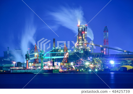Plant night view of Kitakyushu seen from Hikoshima, Yamaguchi Prefecture [Fukuoka Prefecture] 48425739