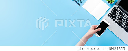 Female hand-held machine Smartphone electronic wallet with online payment mockup 48425855