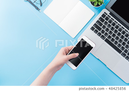Female hand-held machine Smartphone electronic wallet with online payment mockup 48425856