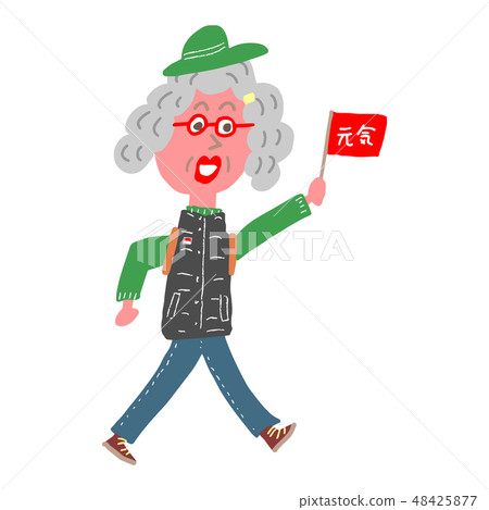 Walking in a cheerful grandmother Walking in a cheerful grandmother 48425877
