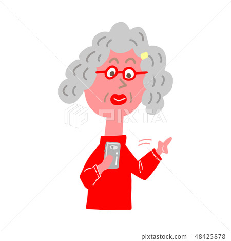 Grandma operating a smartphone 48425878