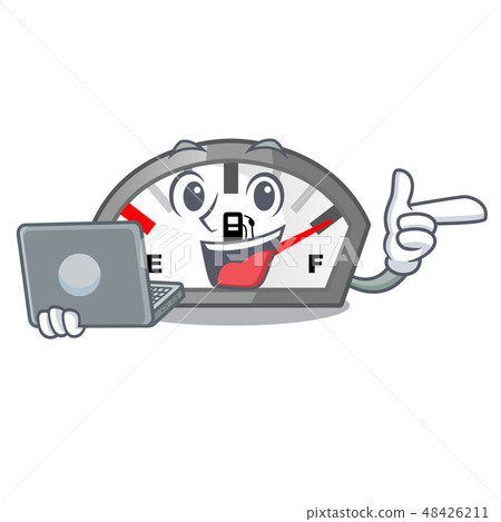With laptop gasoline indicator in the character shape With laptop gasoline indicator in the character shape 48426211