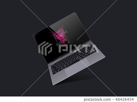 Realistic dark grey with blank screen laptop Realistic dark grey with blank screen laptop 48426454