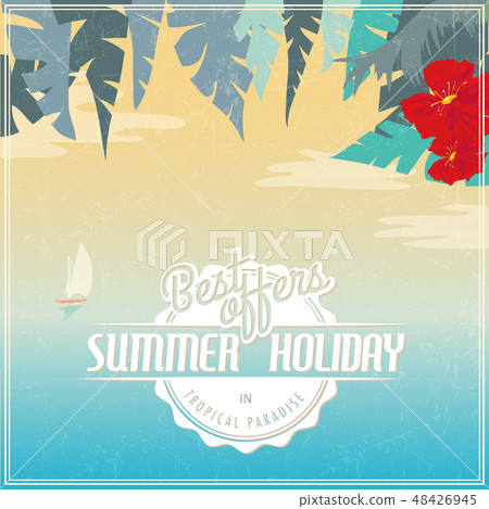Summer vacation travel logo on tropical background Summer vacation travel logo on tropical background 48426945
