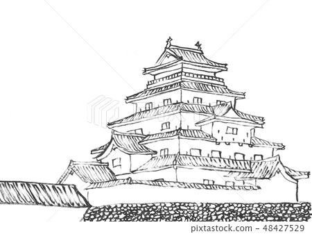 Aizuwakamatsu城堡100偉大的城堡例證 48427529