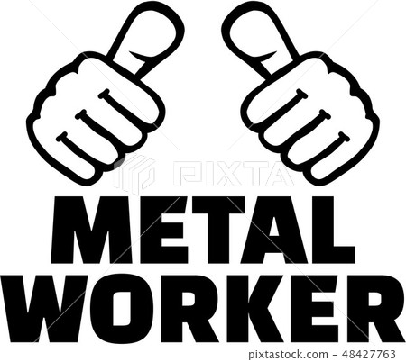 Metal worker with thumbs. T-Shirt design. 48427763