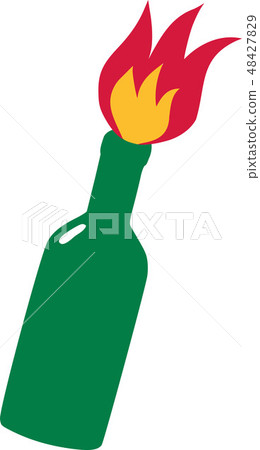 Molotov cocktail with fire 48427829