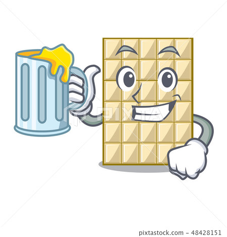 With juice white chocolate on mascot wood table - Stock Illustration ...
