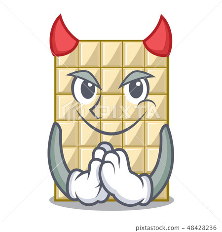 Devil white chocolate on mascot wood table Devil white chocolate on mascot wood table 48428236