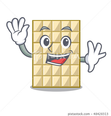 Waving white chocolate on a cartoon plate Waving white chocolate on a cartoon plate 48428313