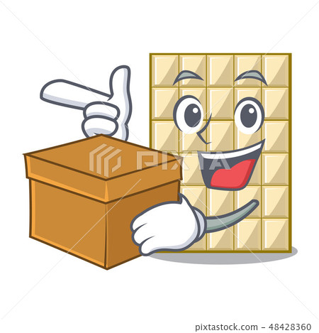 With box white chocolate on a cartoon plate With box white chocolate on a cartoon plate 48428360