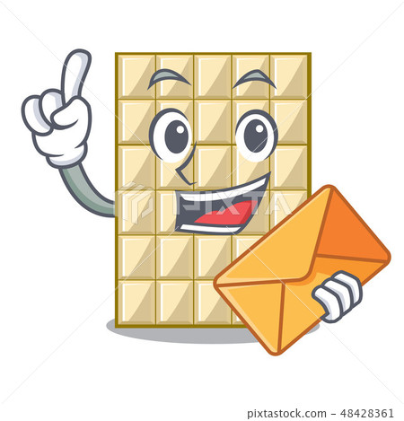 With envelope white chocolate on a cartoon plate With envelope white chocolate on a cartoon plate 48428361